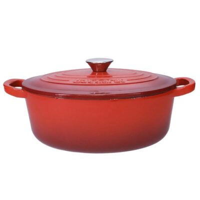 Le Connoisseur 3.5L Cast Iron Oval French Oven with Lid Size 27cm in Red by Baccarat