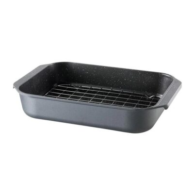 Granite Cast Aluminium Non Stick Roaster with Roasting Rack Size 34cm in Black by Baccarat