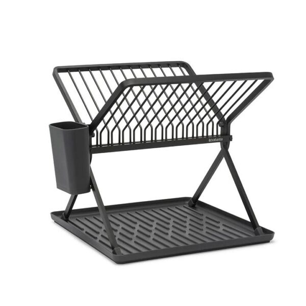 Foldable Dish Drying Rack Dark Size 44X10.5X33.5cm in Dark Grey by Brabantia