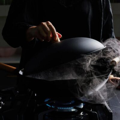 MAKO Black Steel 14 Wok & Lid Set