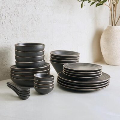 Anaya Charcoal Complete Dinnerware Set (28 Piece)