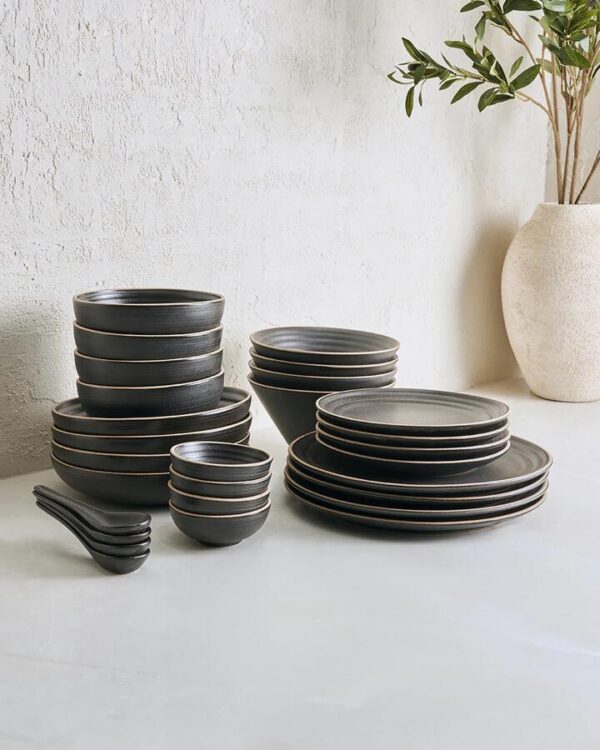 Anaya Charcoal Complete Dinnerware Set (28 Piece)
