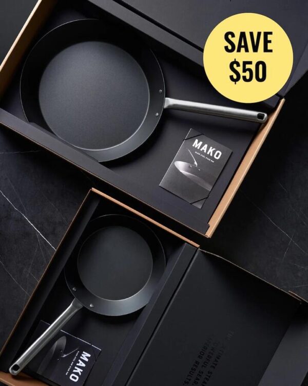 MAKO Black Steel Steak Pan Set