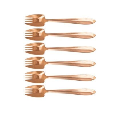 Label Rose Gold 6 Piece Cutlery Box Set Mirror Size 20X13.6X3.7cm in Black by Splayd-Black