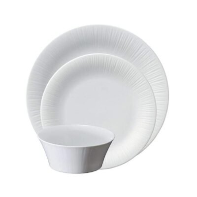 Noritake Conifere Fine White Porcelain 12 Piece Dinner Set