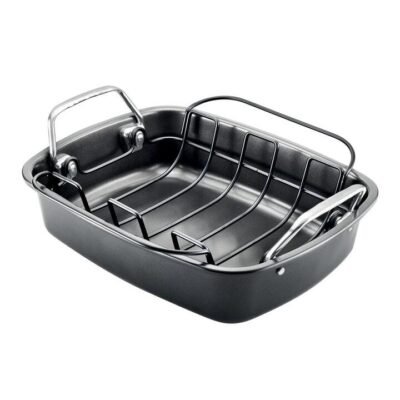 Gourmet Non-Stick Carbon Steel Roaster with Rack Size 40X34X9.5cm by Baccarat