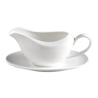 Aquis Fine Bone China Gravy Boat & Saucer by Alex Liddy