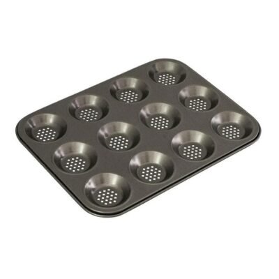 Perfect Crust Non-Stick 12-Cup Shallow Baking Pan Size 32X24X0.4cm by Bakemaster