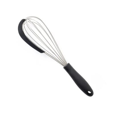 Whisk with Silicone Scraper in Black by Easy Grips-Black