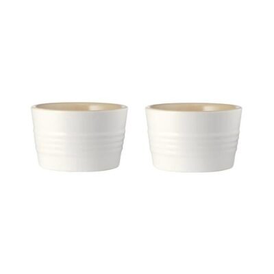Le Connoisseur Set of 2 Stoneware Ramekin Size 9cm in White by Baccarat-White