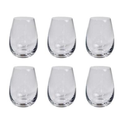 Grand Cru 6 Piece Stemless Wine Glass Set Size 470ml in White by Alex Liddy-White