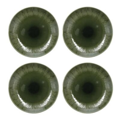 Mikasa Jardin 4 Piece Stoneware Dinner Plate Set 27cm Green