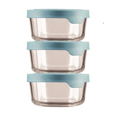 Anchor Hocking Trueseal Storage Container Round 6 Piece Set 4 Cup Blue