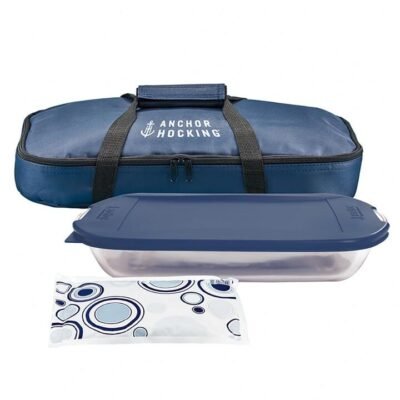 Anchor Hocking Embrace Portable Tote 4 Piece Set Navy