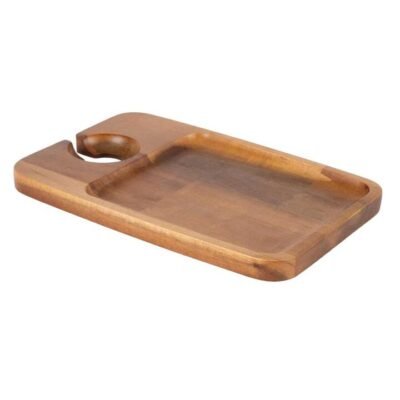 Davis & Waddell Cantina Acacia Wood Serving Board With Wine Glass Holder