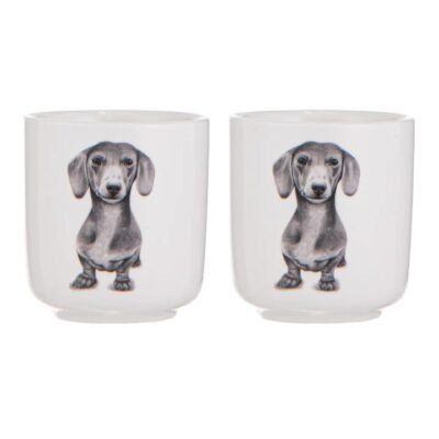 Ashdene Peeking Pups Dachshund Set of 2 Egg Cups