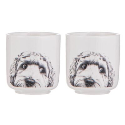 Ashdene Peeking Pups Oodle Set of 2 Egg Cups