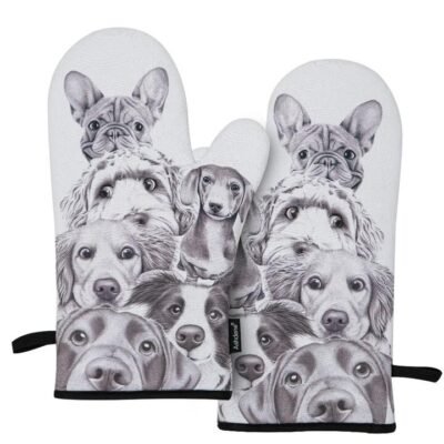 Ashdene Peeking Pups Set of 2 Oven Mitts